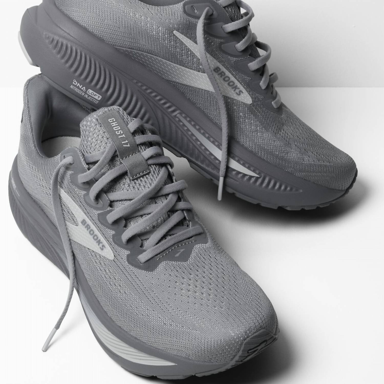 BROOKS Men's Ghost 17 Running Shoes in primer gray oyster mushroom 2 - men's shoe - alternate view