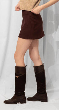 ASTR Halston Faux Suede Mini Skirt in plum - women's skirt - detail view