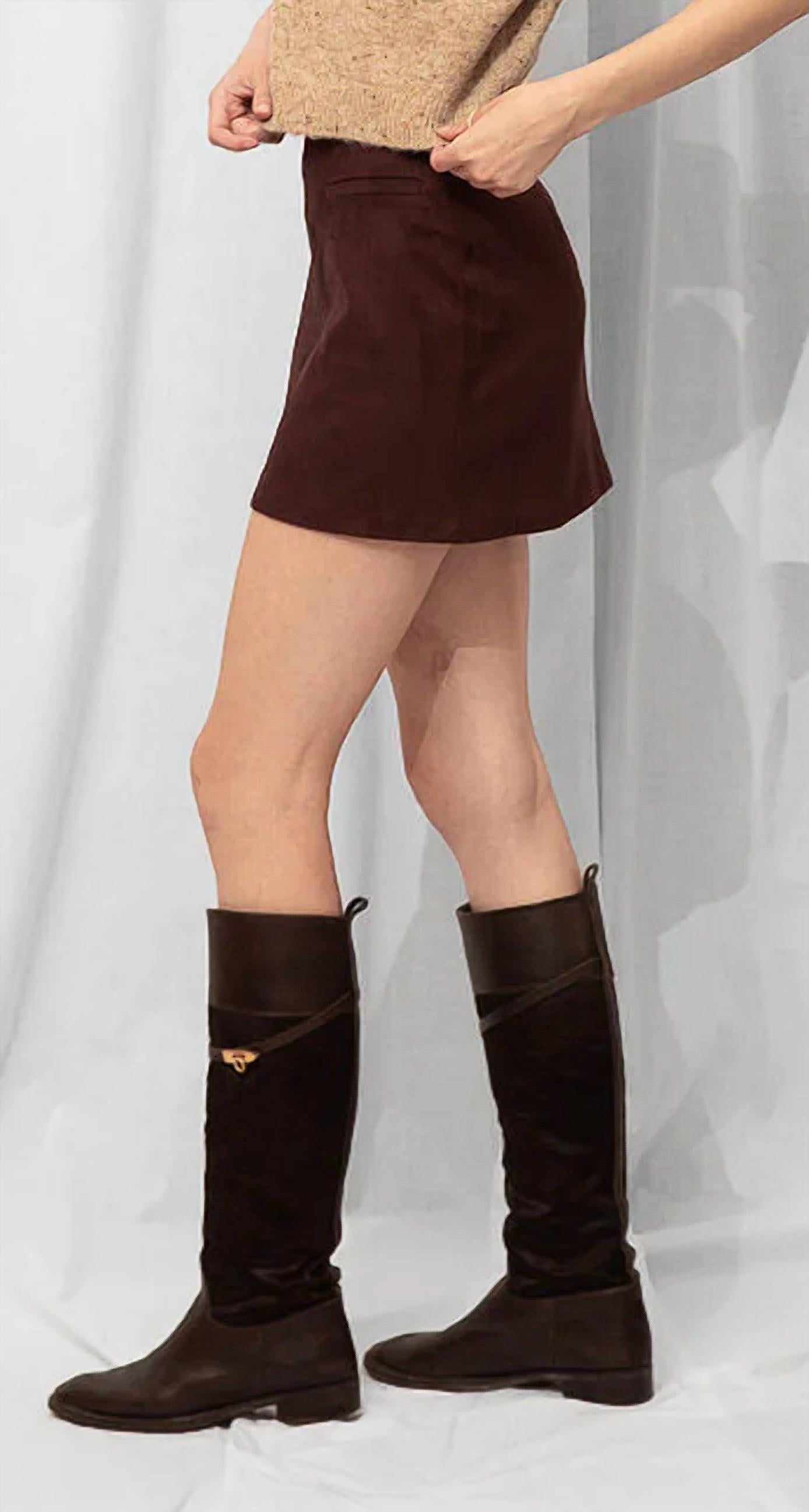 ASTR Halston Faux Suede Mini Skirt in plum - women's skirt - detail view