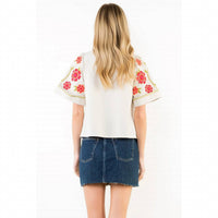 Thml - Short Sleeve Floral Embroidery Detail Top
