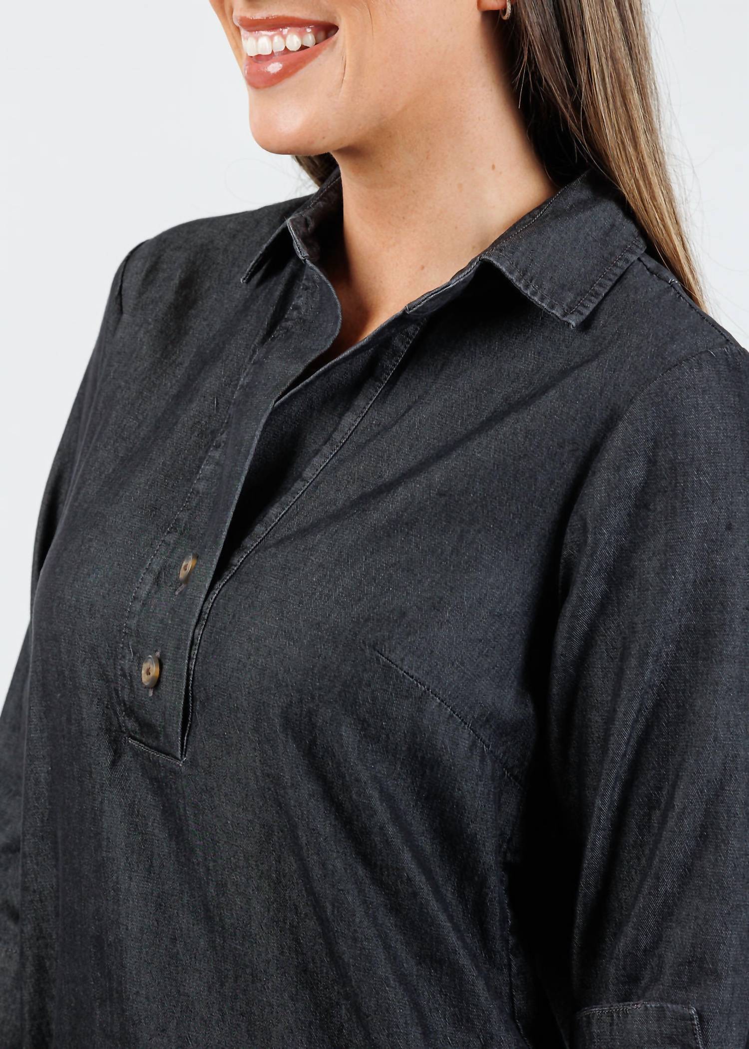 Hinson Wu - Women's Aileen Three Quarter Sleeve Denim Dress