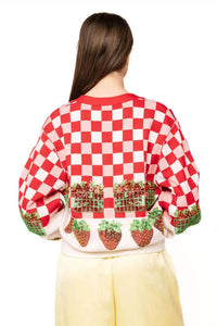 Queen Of Sparkles - Checkered Strawberry Cardigan