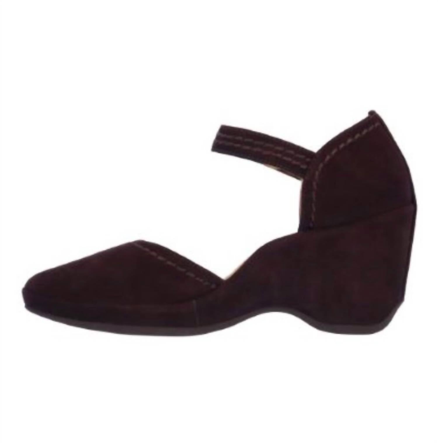 L'amour Des Pieds Women's Orva Wedge Shoes in chocolate - women's shoe - detail view
