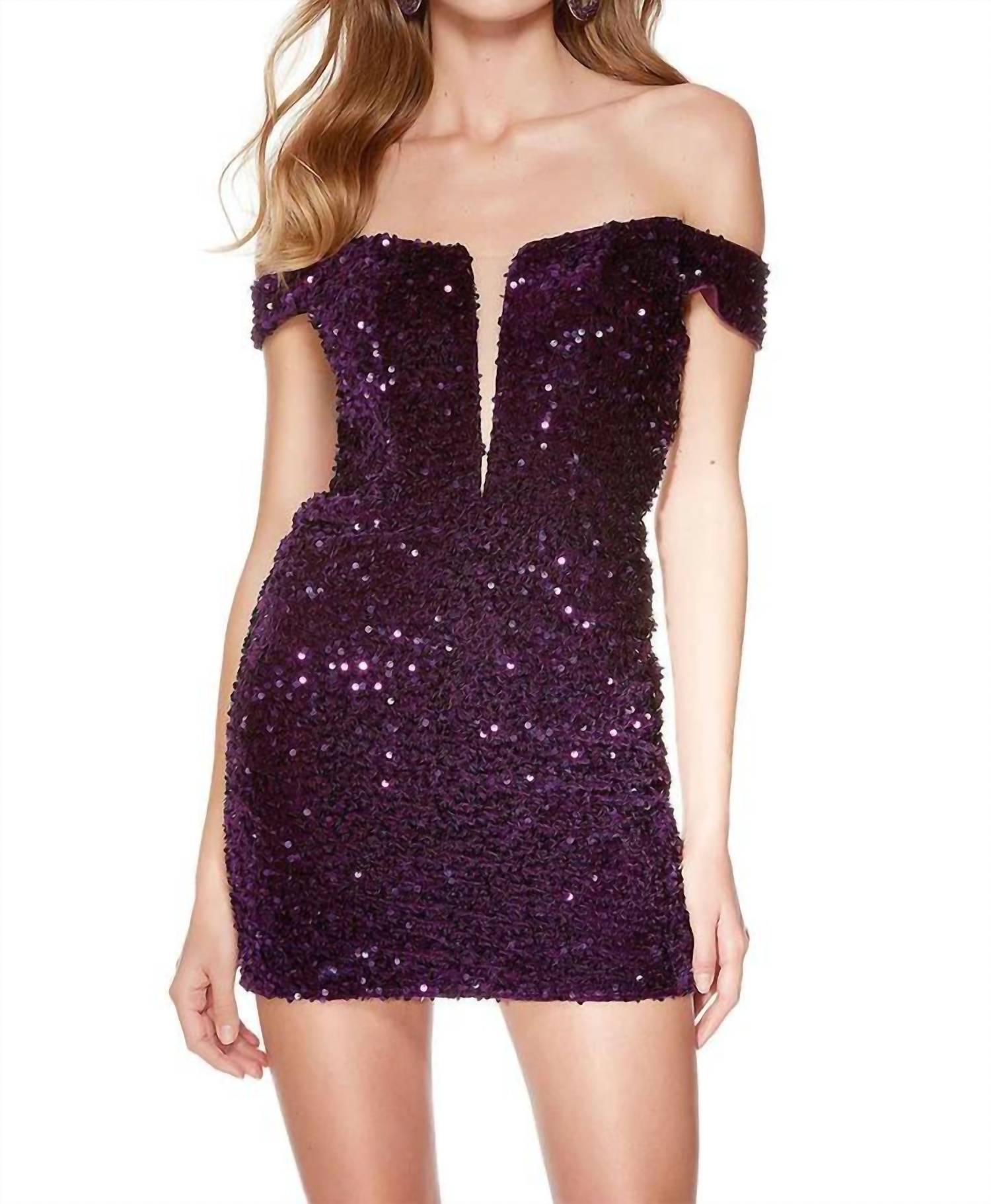 Alyce Paris - Sequin Off Shoulder Homecoming Dress