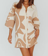 Moda Borboleta - Button Up Knit Shirt Dress