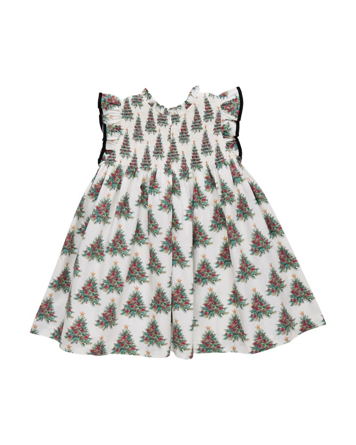 PINK CHICKEN Girls' Stevie Dress in vintage trees 1 - kids' dress - detail view