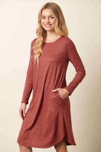 Mittoshop - Rib Knit Long Sleeve Round Neck Mini Dress