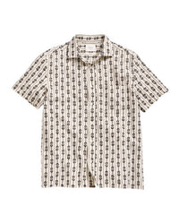 Billy Reid Short Sleeve Boucle Treme Shirt in dobby stripe black white - men's shirt - alternate view