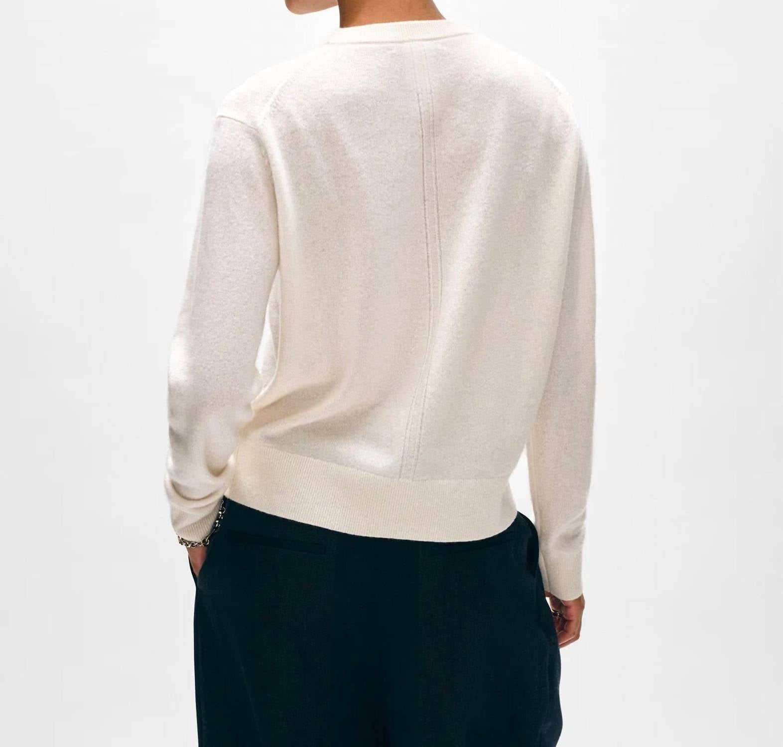 White + Warren Cashmere Crew Sweater in soft white - women's sweater - view 4