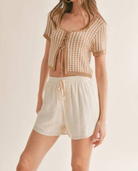 Sage The Label - Amore Lace Up Front Crop Sweater