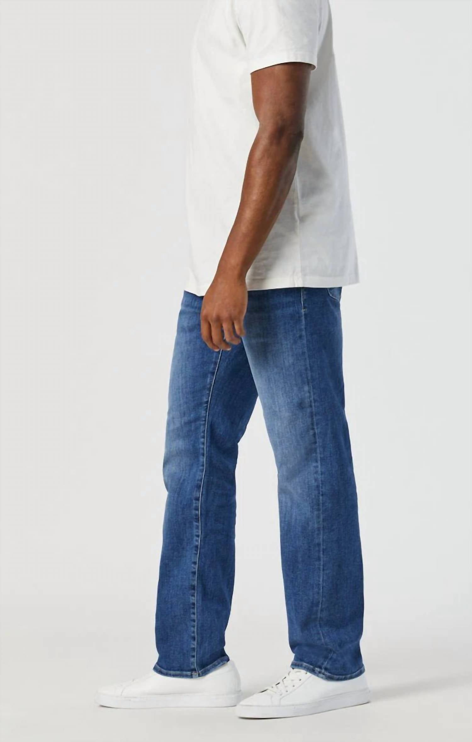 mavi Marcus Slim Straight Leg Denim Jeans in foggy feather blue - men's jeans - detail view
