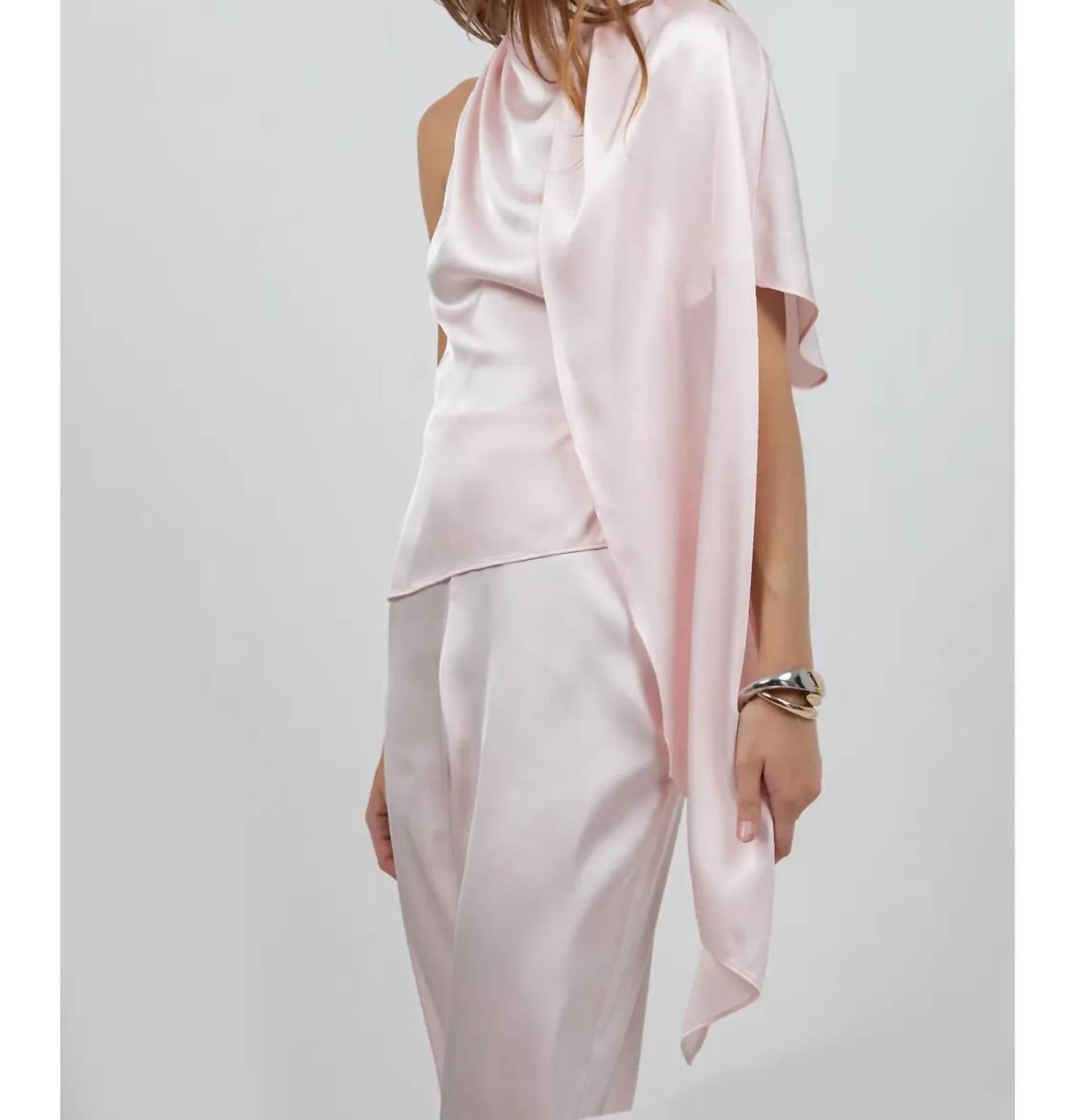 Whiteroom+Cactus - One Shoulder Asymmetrical Top with Self Scarf