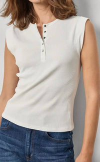 Lilla P - Sunwashed Cap Sleeve Henley Top