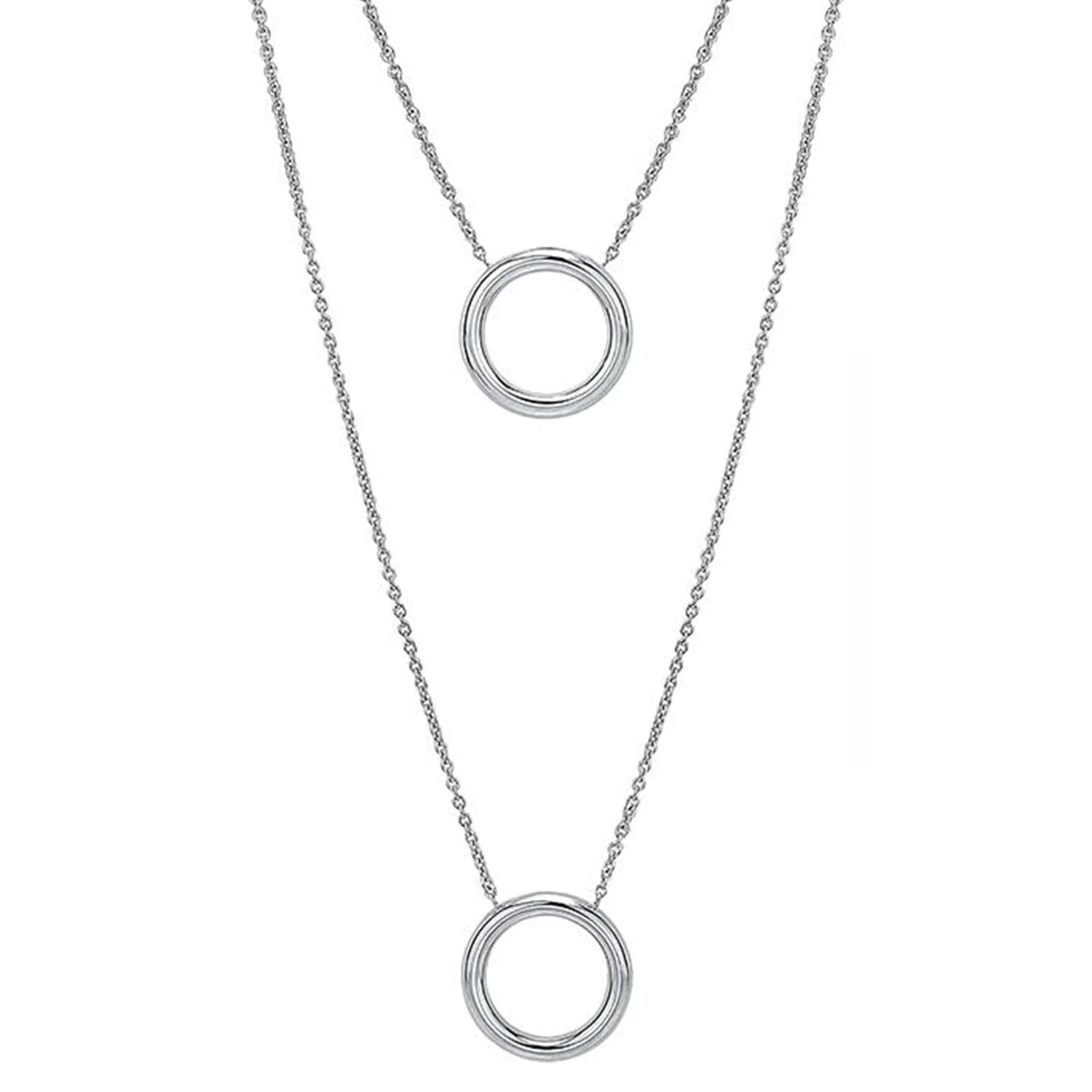 Gold & Honey - Women's Double Circle Drop Layered Necklace