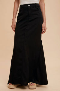 IN-LOOM Tencel Frayed Mermaid Skirt in black - women's skirt