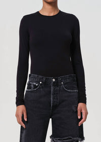 AGOLDE Aura Long Sleeve Bodysuit in black 1 - women's shirt