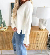 Elan - V-neck Fringe Arm Sweater