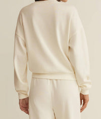 Z Supply Heart It Fleece Sweatshirt in vanilla ice 1 - women's top - detail view