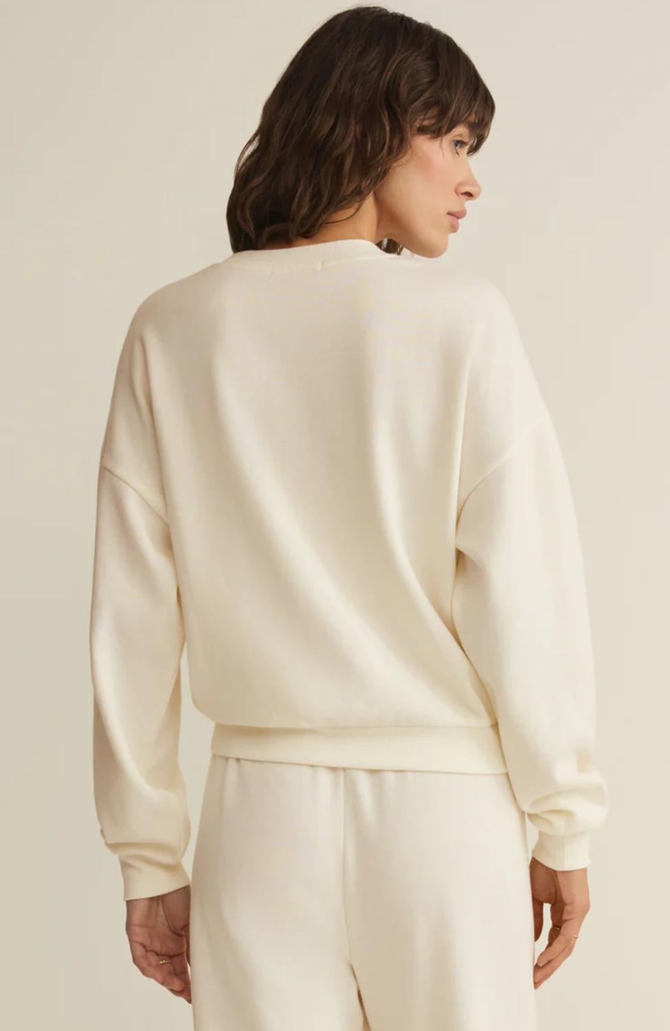 Z Supply Heart It Fleece Sweatshirt in vanilla ice 1 - women's top - alternate view