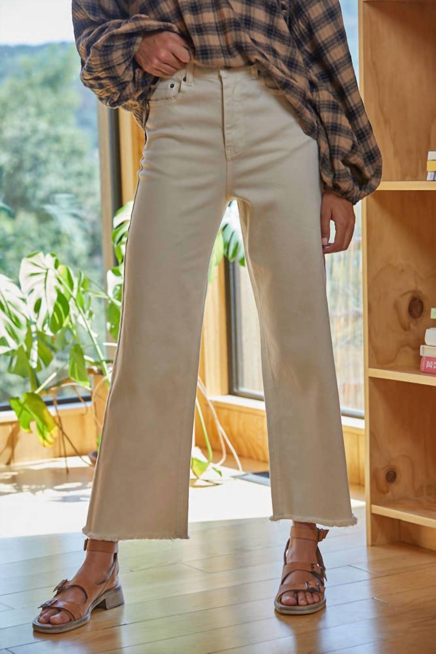 By Together - Woven Cotton Wide Leg High Waist Denim Jeans