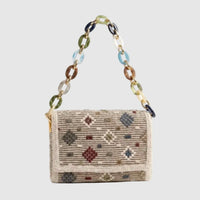 Elektra'S Workshop - Women's Top Flap Woven Resin Chain Bag