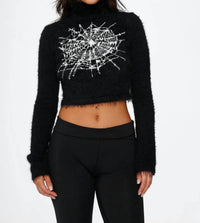Orchid Bloom - Cropped Spider Sweater