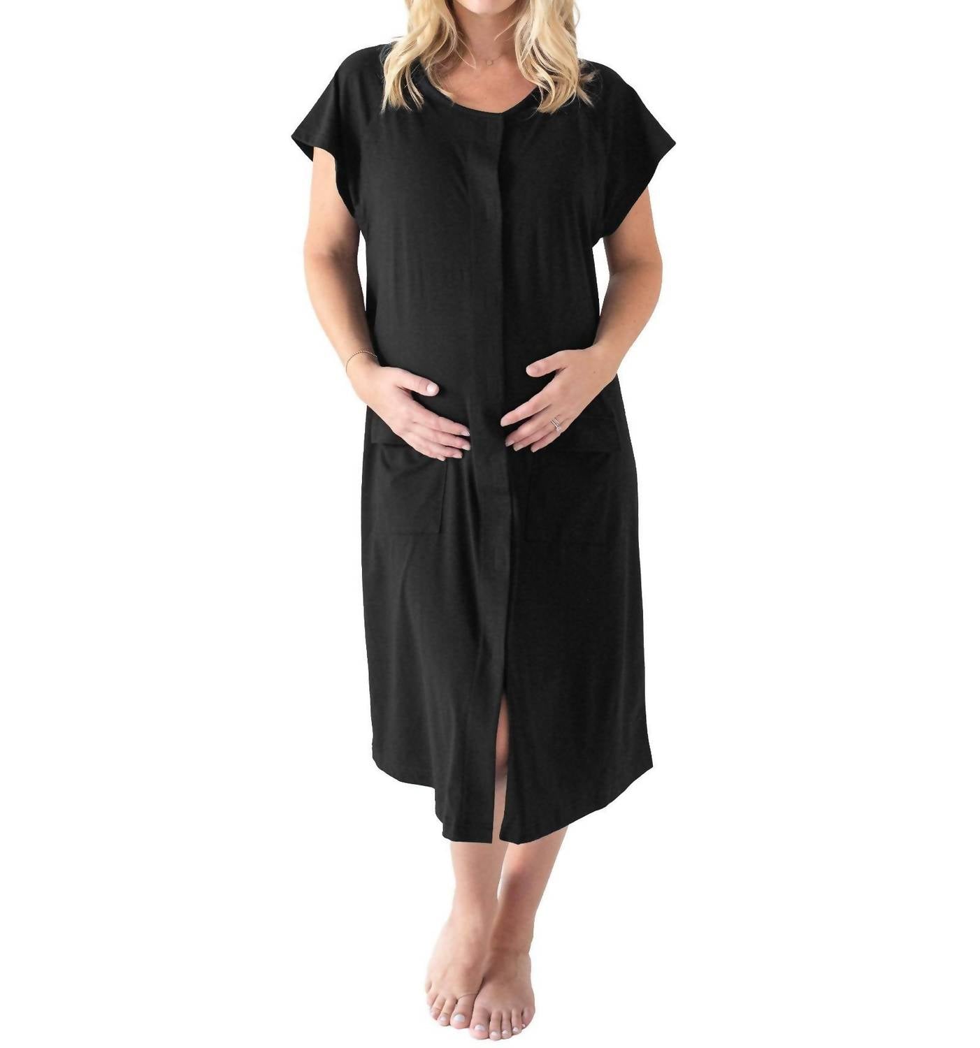 Kindred Bravely Universal Labor, Delivery & Nursing Gown in black - women's dress