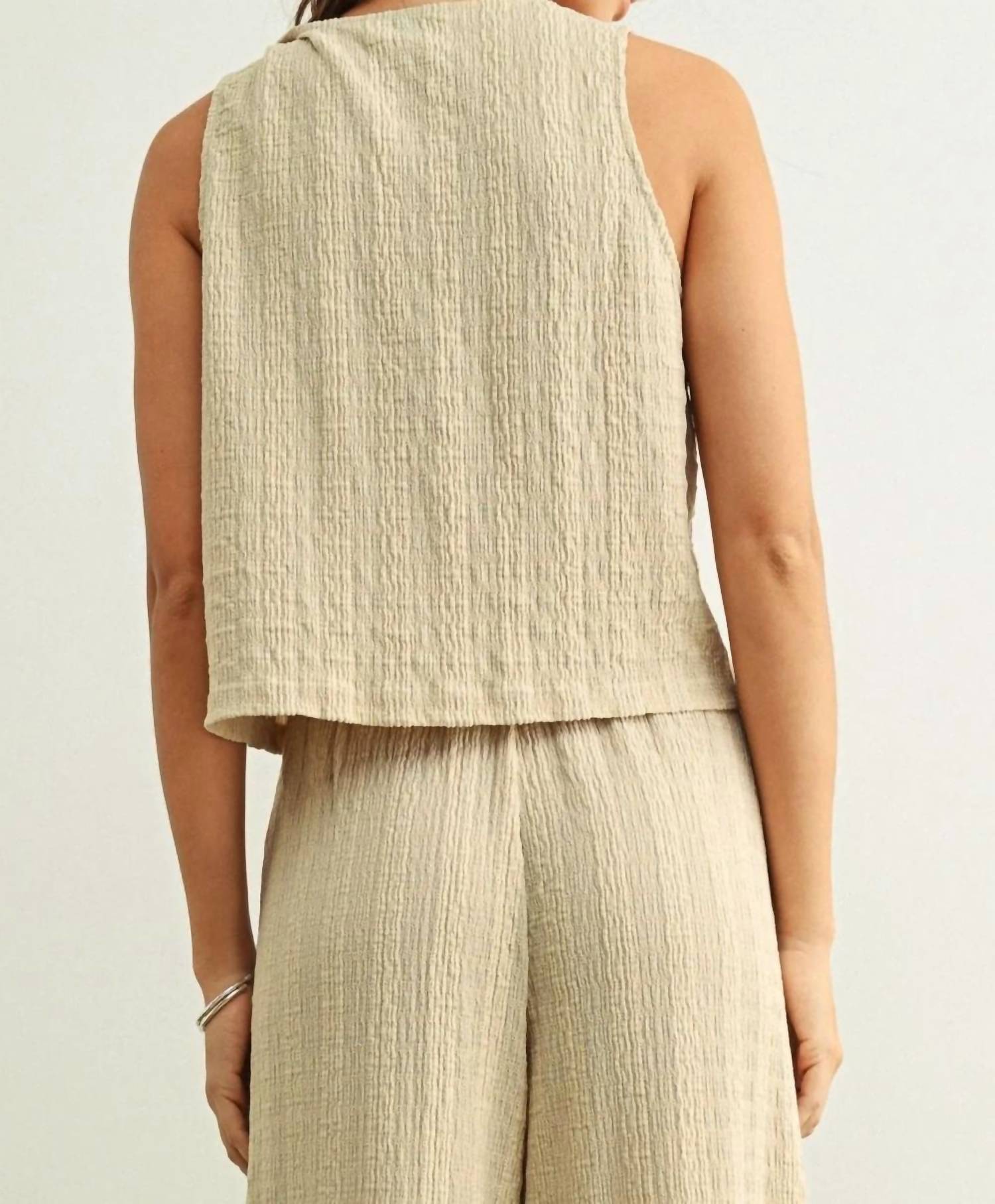 Miou Muse - Textured Waistcoat Top
