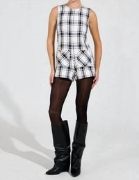 Day + Moon - Sleeveless Round Neck Tweed Romper
