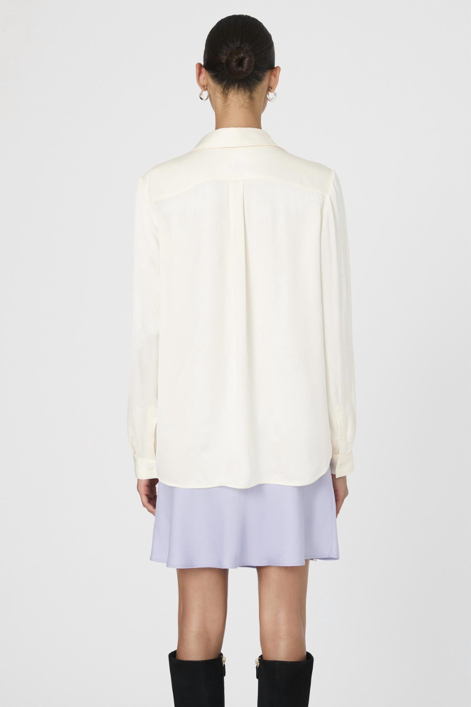 FRENCH CONNECTION Ennis Satin Shirt in classic cream - women's blouse - detail view
