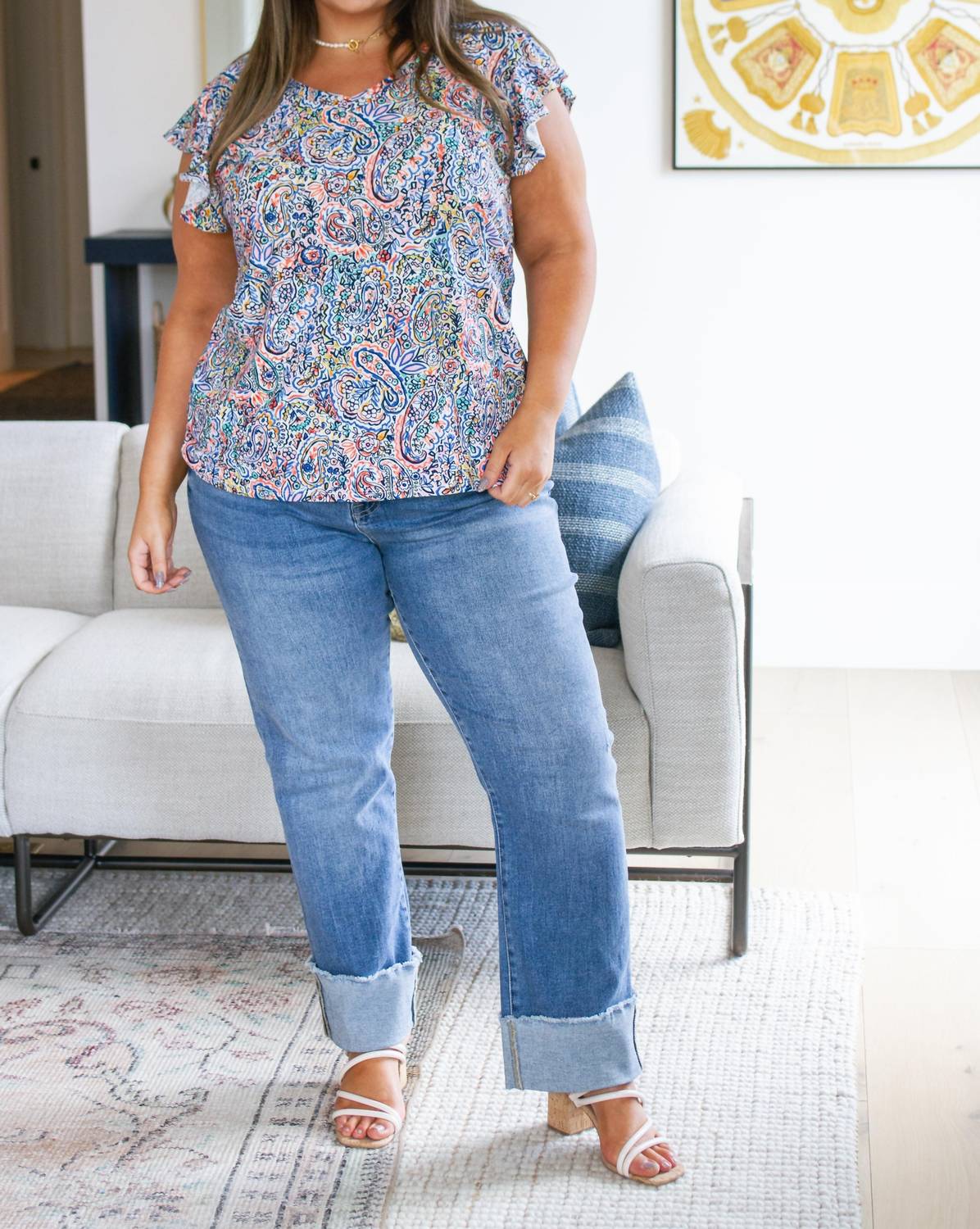Haptics - Patient in Paisley Flutter Sleeve Top