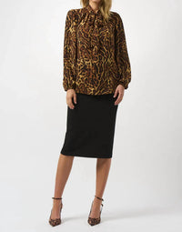 Joseph Ribkoff - Animal Print Georgette Puff Sleeves Top