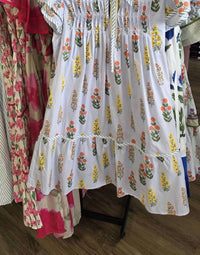 She + Sky - Pleated Floral Dress With Bow