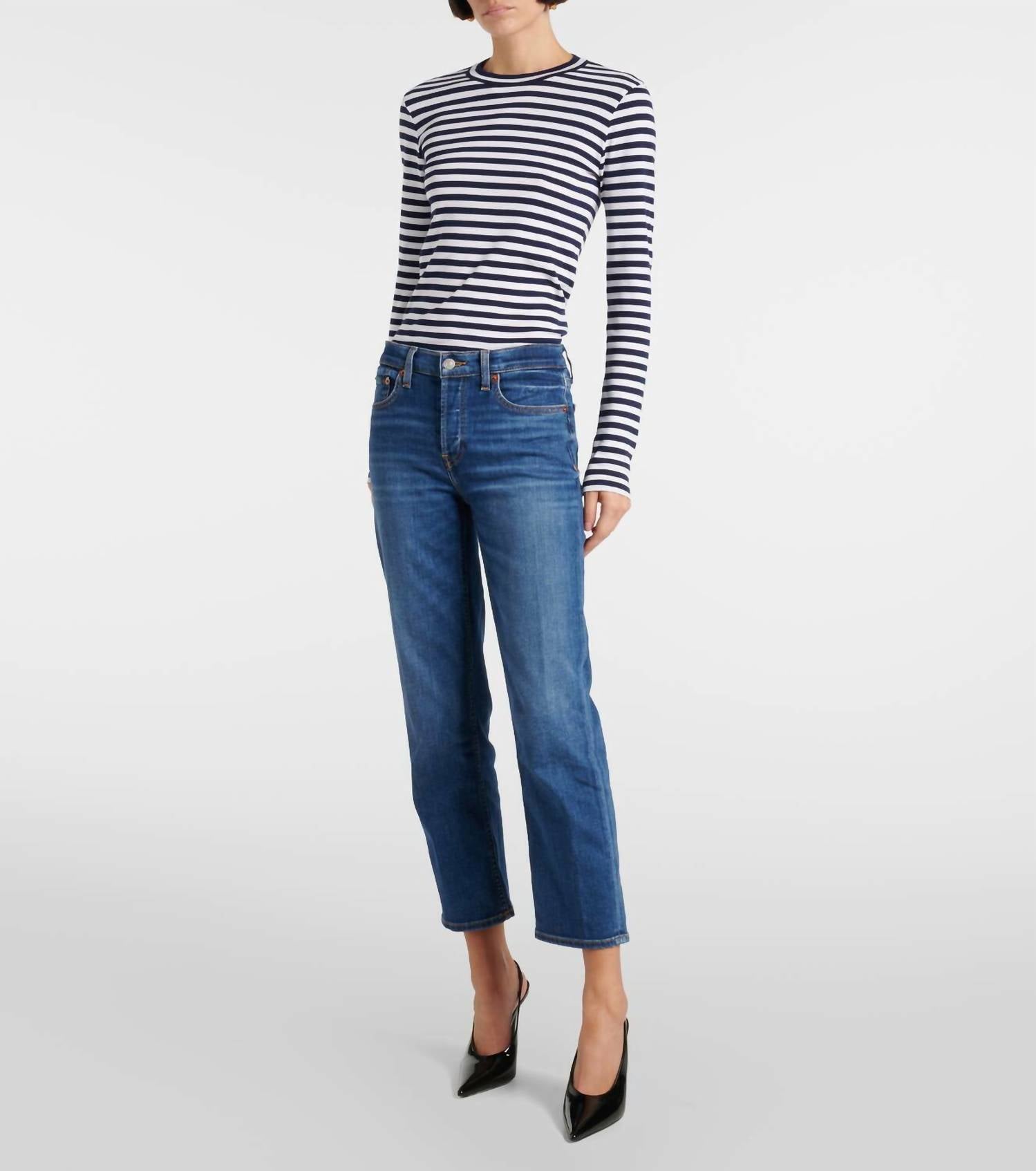 Re/Done - Stove Pipe Mid Rise Straight Leg Jeans