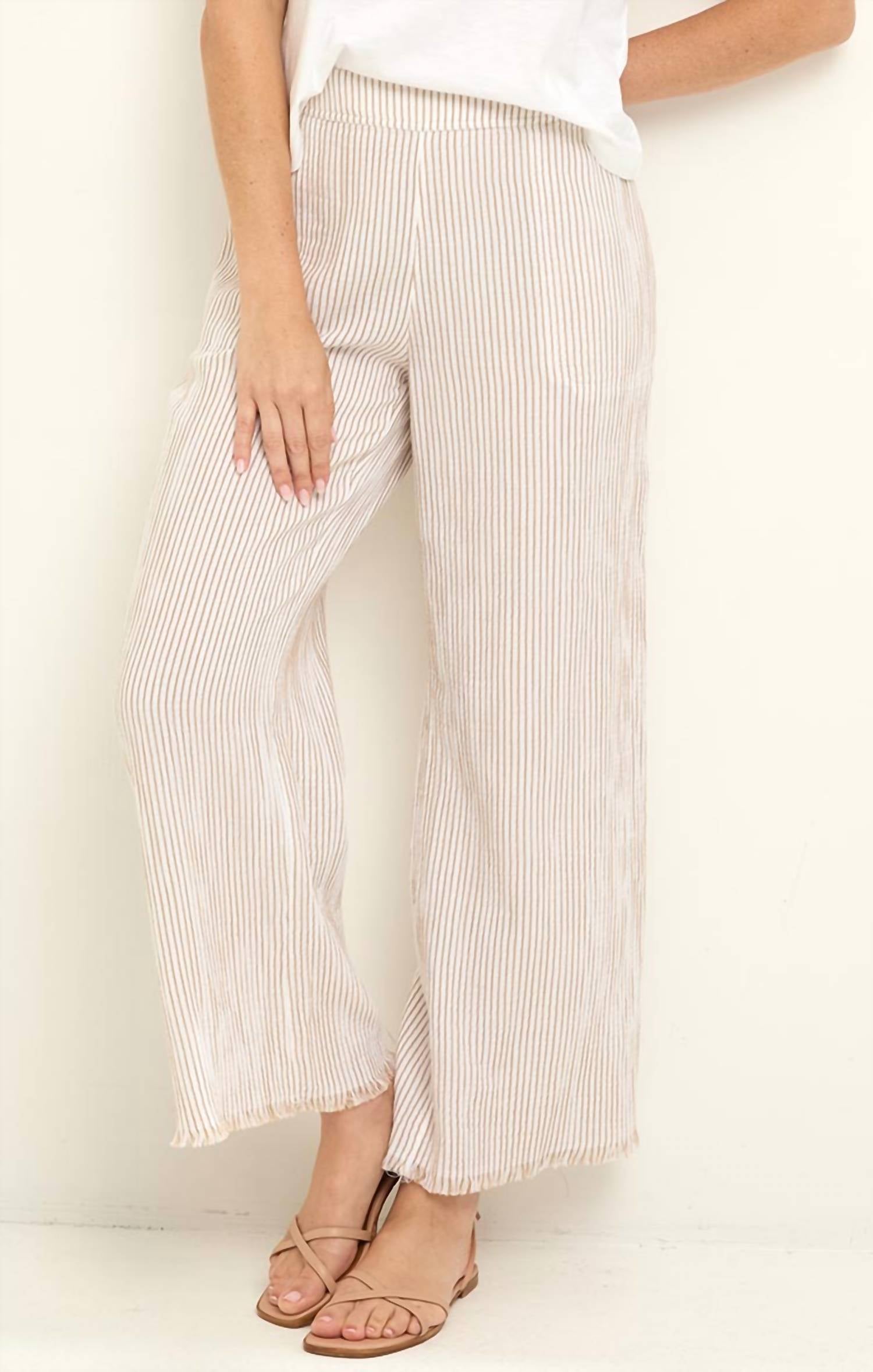 Nic + Zoe - Pinstripe gauze 28 inch wide leg pant