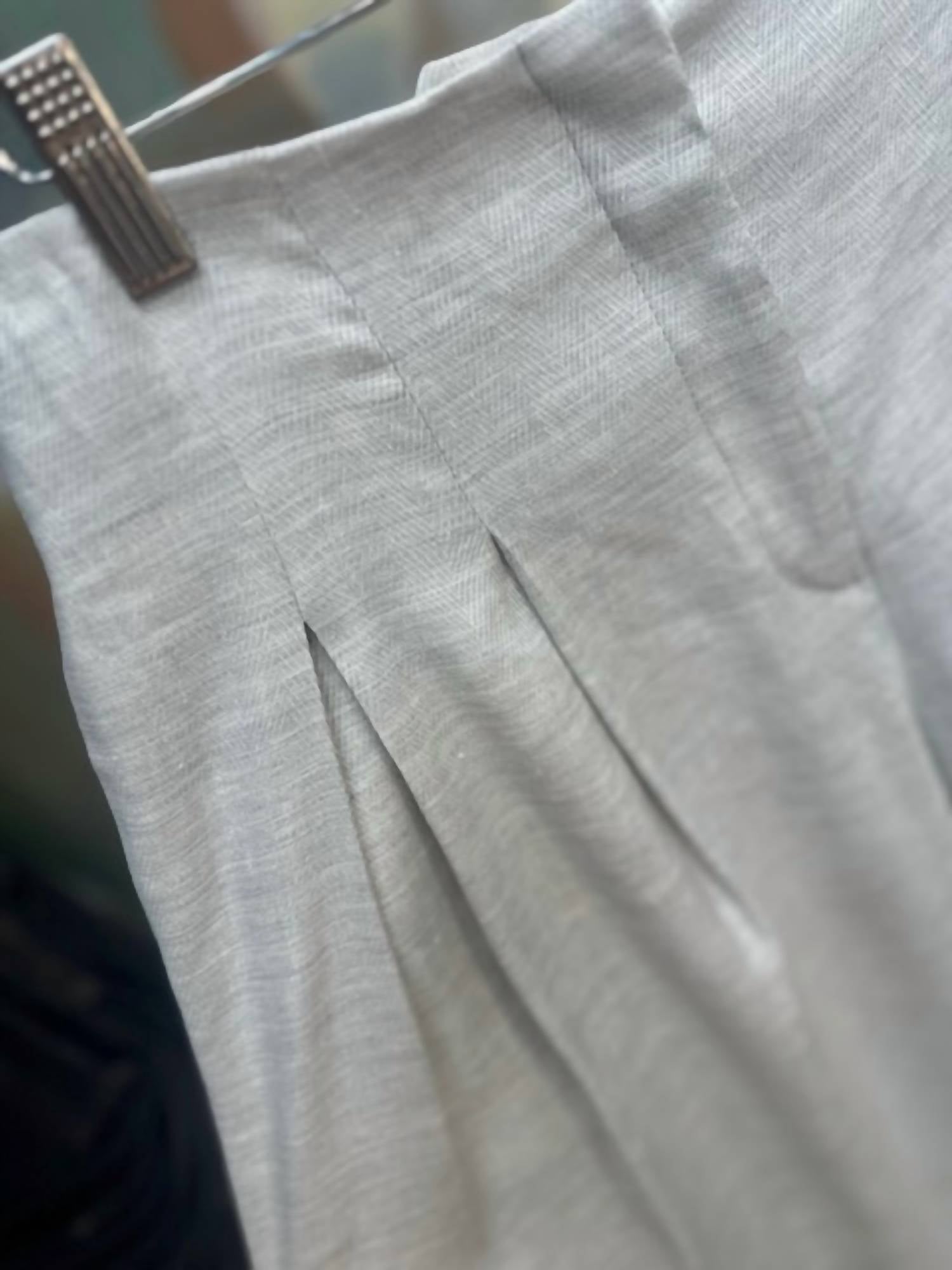 TWP Women's Drew Pleated Trouser in grey ivory - women's pants - detail view