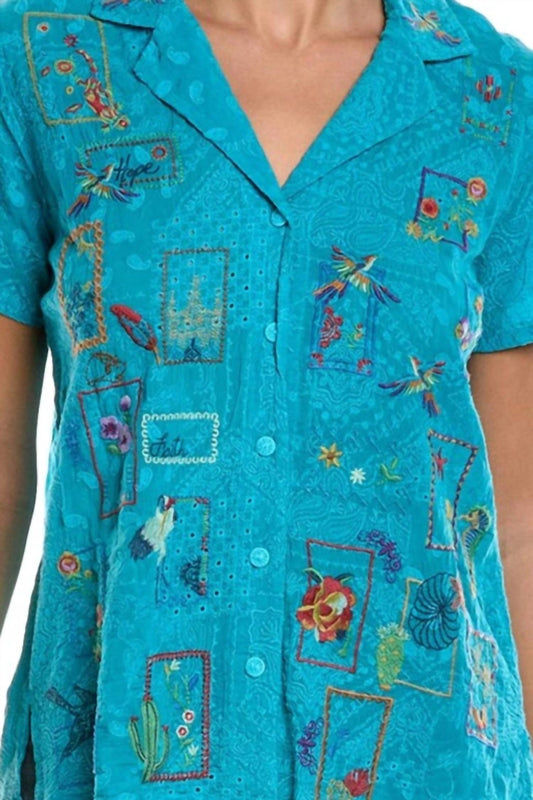 Johnny Was - COOPER EMBROIDERED BUTTON UP