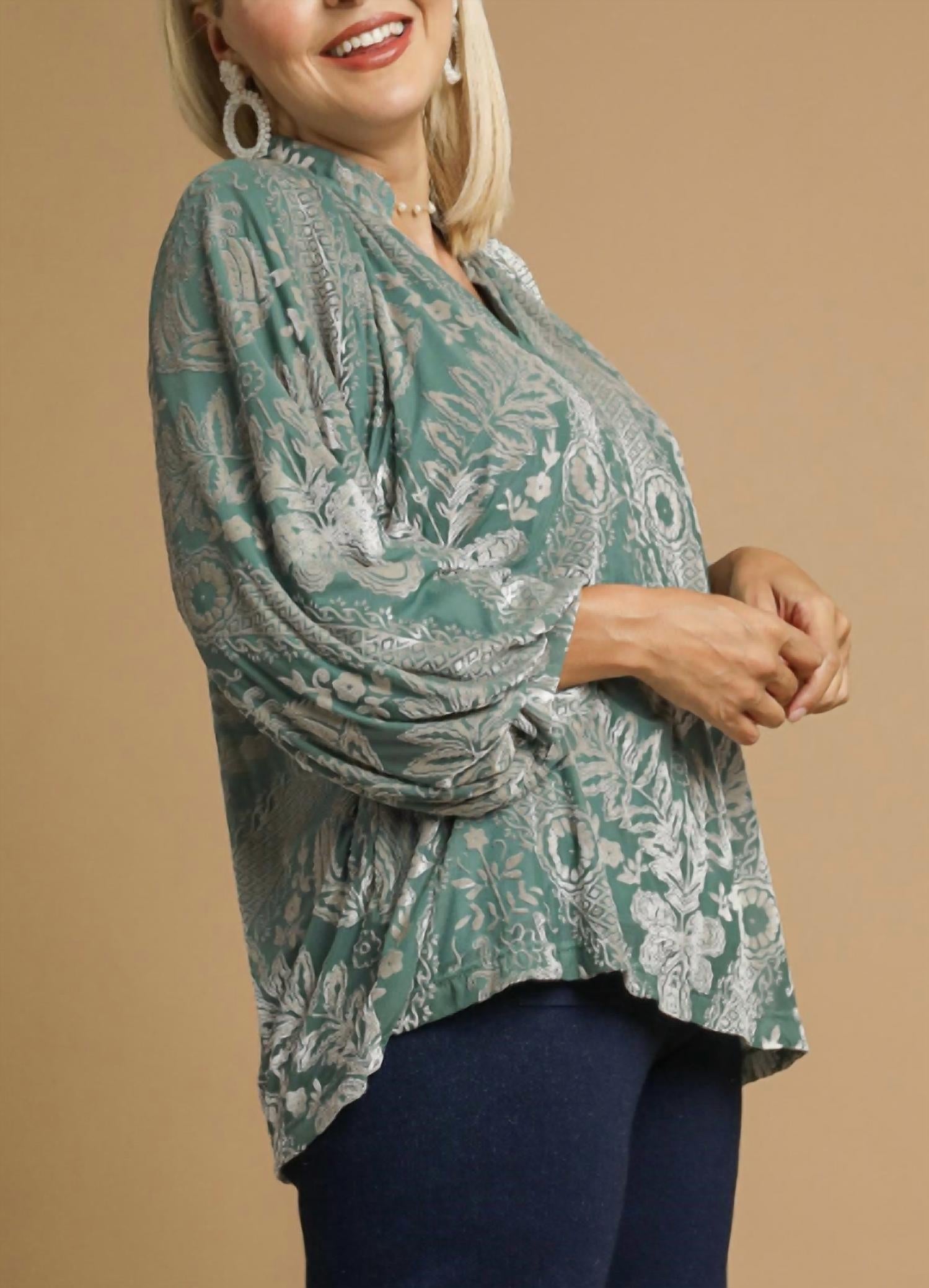 Umgee - Velvet Burnout Long Sleeve Shirt