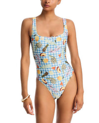 Aqua - Lisa Says Gah Printed One Piece Swimsuit