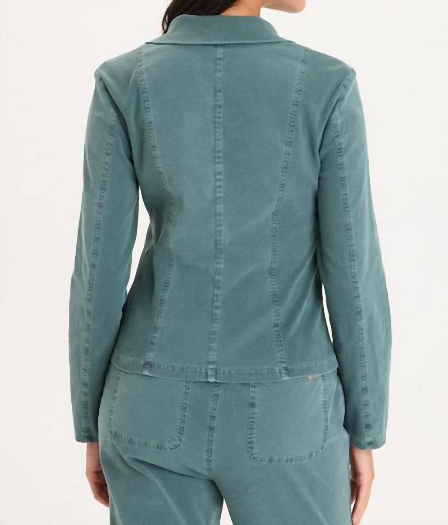 XCVI Riddell Twill Zip Up Jacket in ocean storm pigment - women's jacket - alternate view