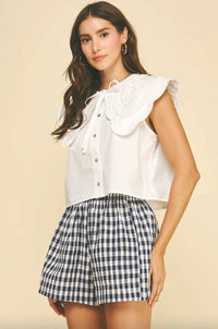 Pinch - Ruffle Embroidered Collar Shirt