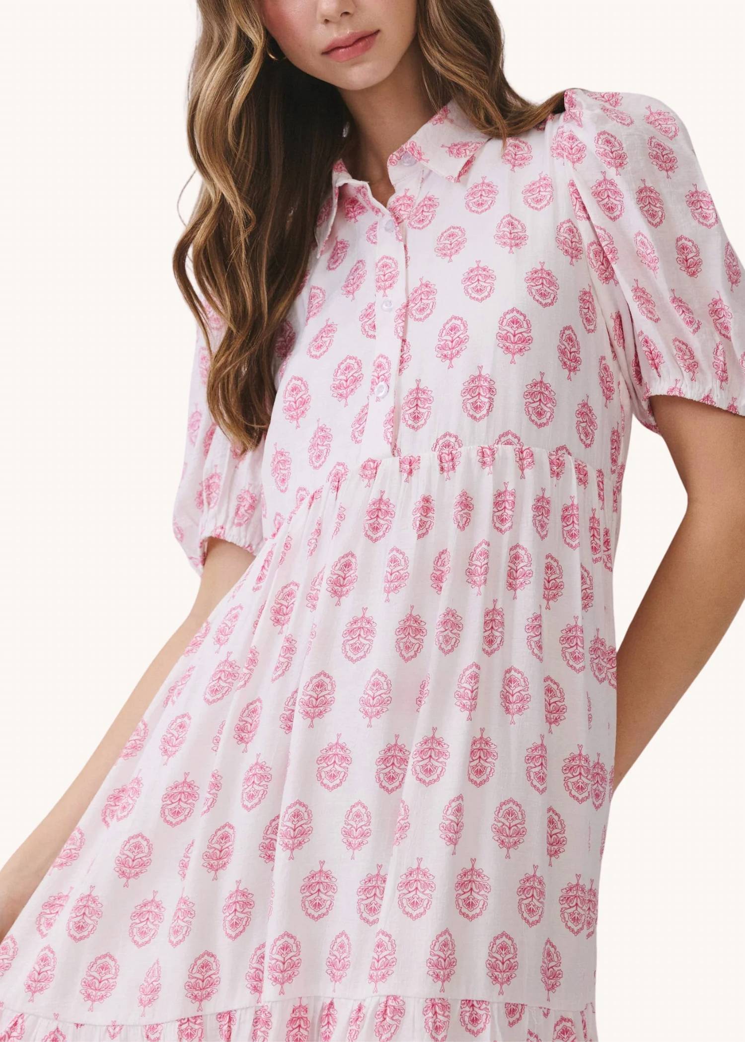 Tcec - Tiegan Blockprint Tiered Midi Dress