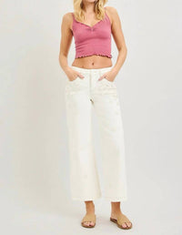 Risen - Mackie Mid Rise Flower Crop Jeans