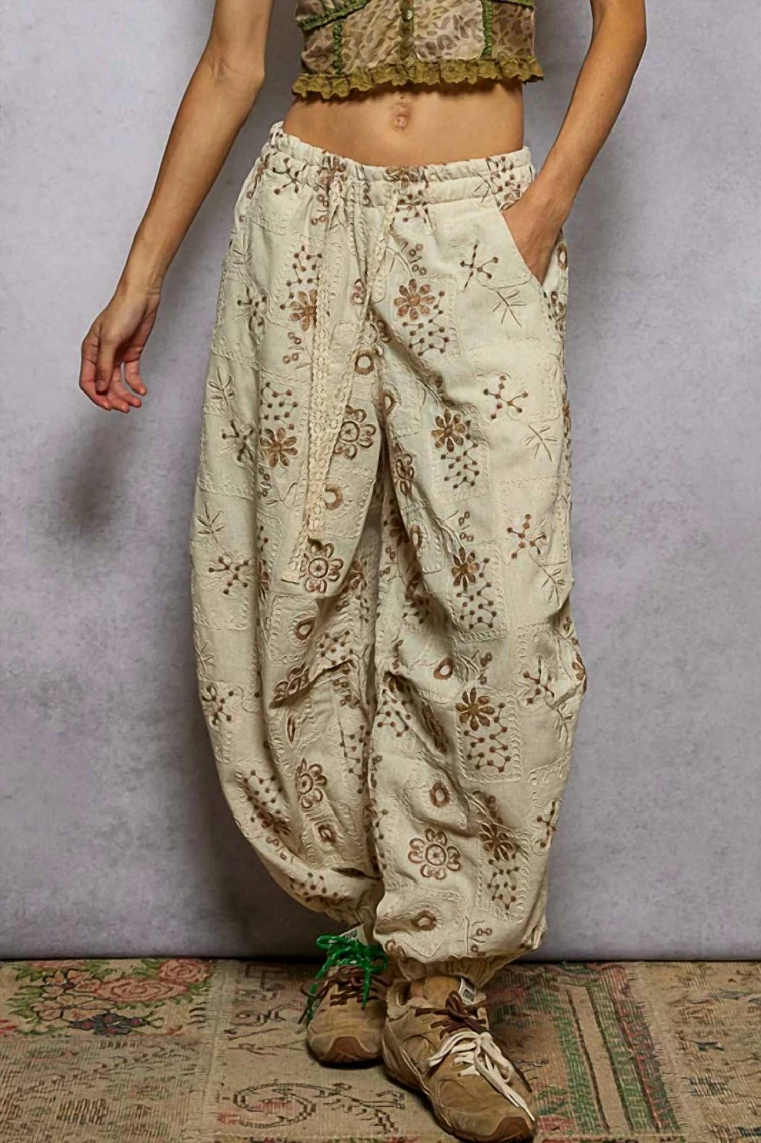Pol - Embroidery Quilted Jogger Pants