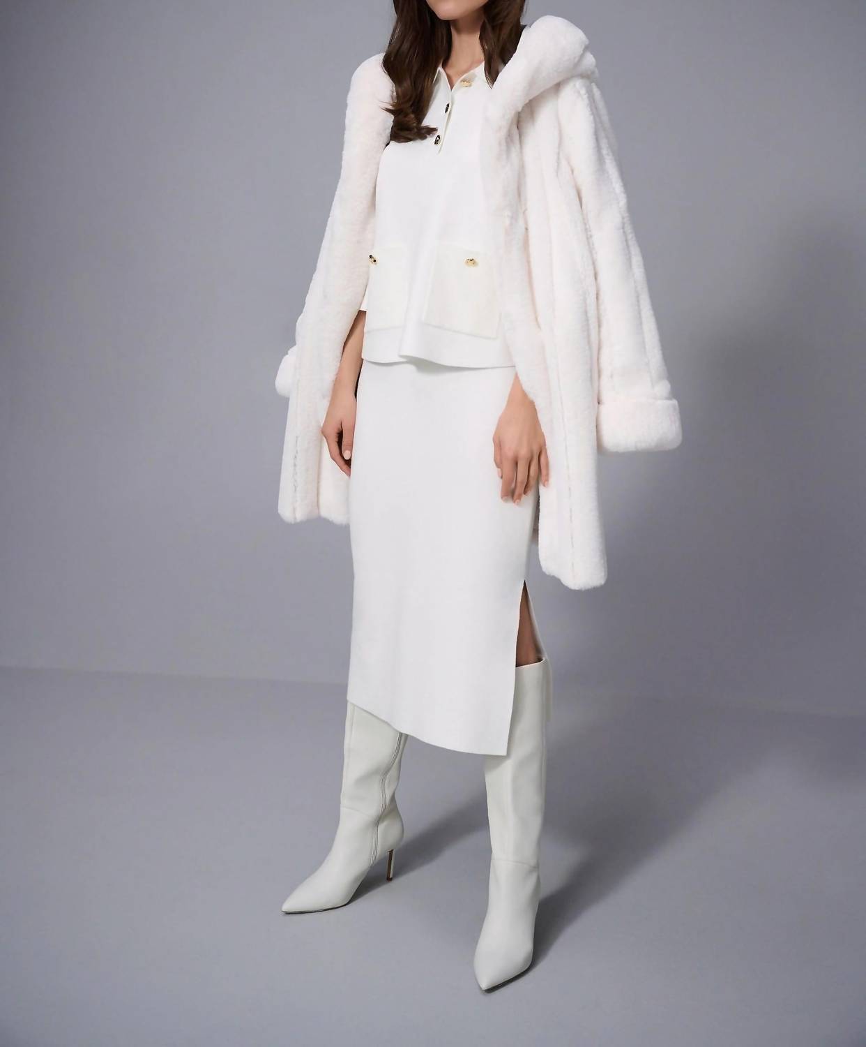 Joseph Ribkoff - Hooded Reversible Faux Fur Coat