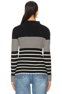 Rails Aurelia Sweater in black ivory stripe - women's cardigan - detail view