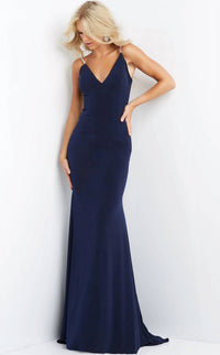Jovani - Fitted Open Embellished Back Dress