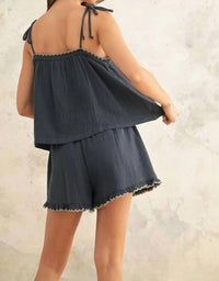 Miou Muse - Gauze Scalloped Edge Shorts