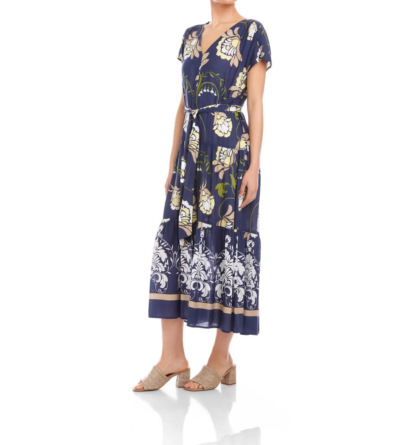 Fifteen Twenty - Kristine Tiered Front-Slit Midi Dress