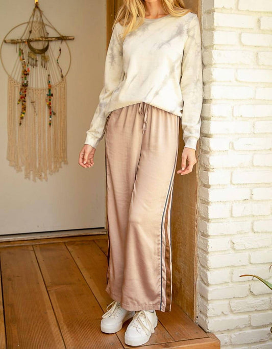 Side Stripe Satin Straight Leg Pants